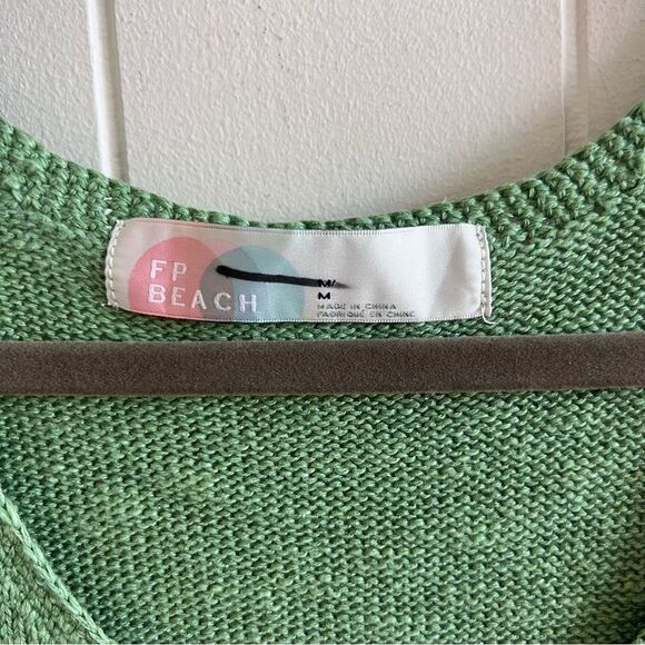 Free People Beach Sleeveless Green Linen Blend Mini Sweater Dress - Picture 3 of 10